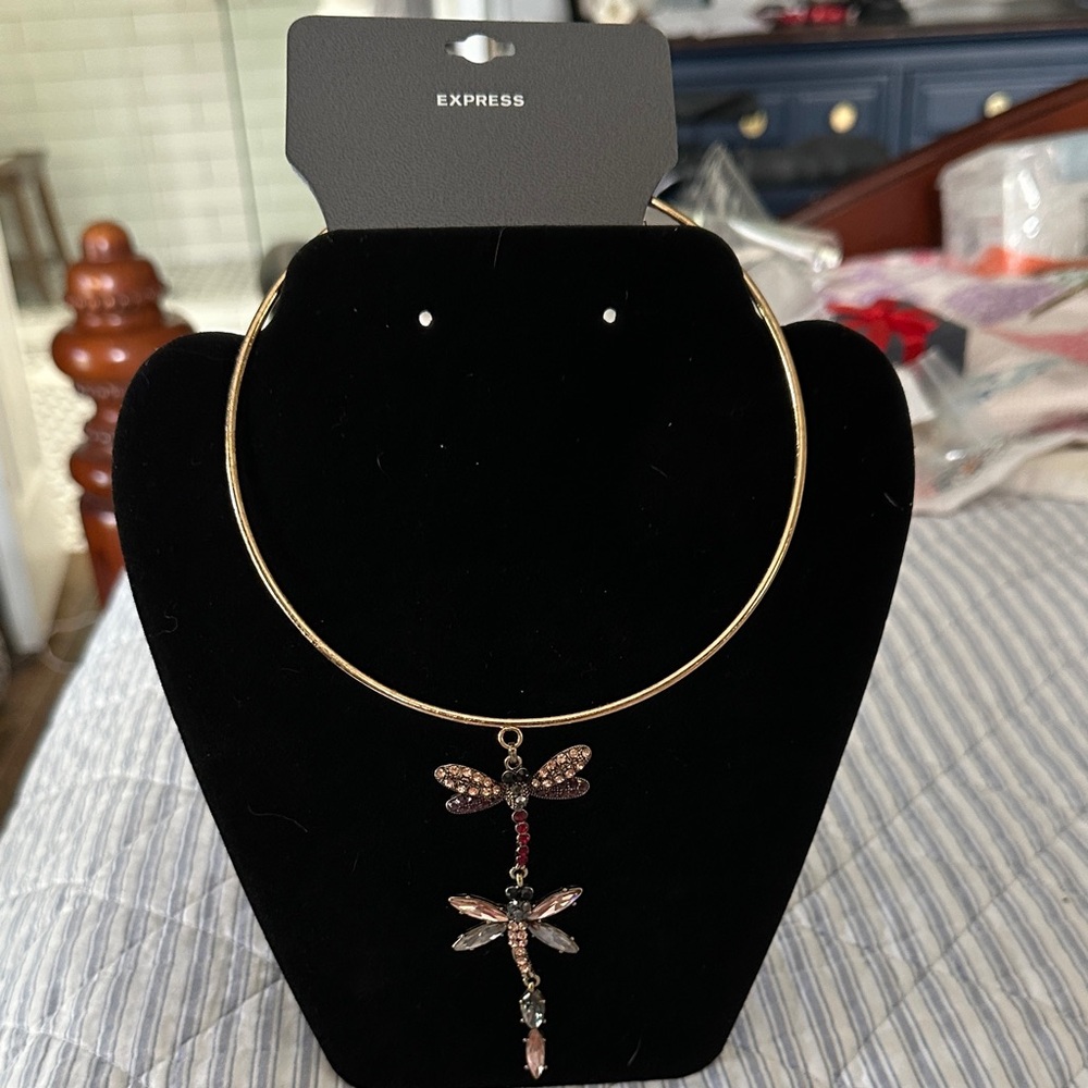 Express Gold and Brown Dragonfly Necklace